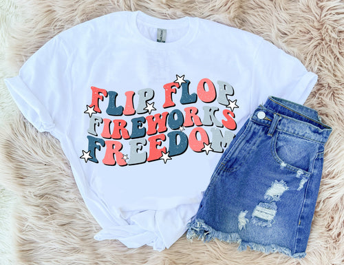 Flip Flops & Fireworks - Graphic Tee-110 GRAPHIC TEE-Adelyn Elaine's-Adelyn Elaine's Boutique, Women's Clothing Boutique in Gilmer, TX