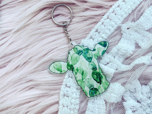 Cactus Cow - Acrylic Keychain-401 CAR ACCESSORIES-Adelyn Elaine's-Adelyn Elaine's Boutique, Women's Clothing Boutique in Gilmer, TX